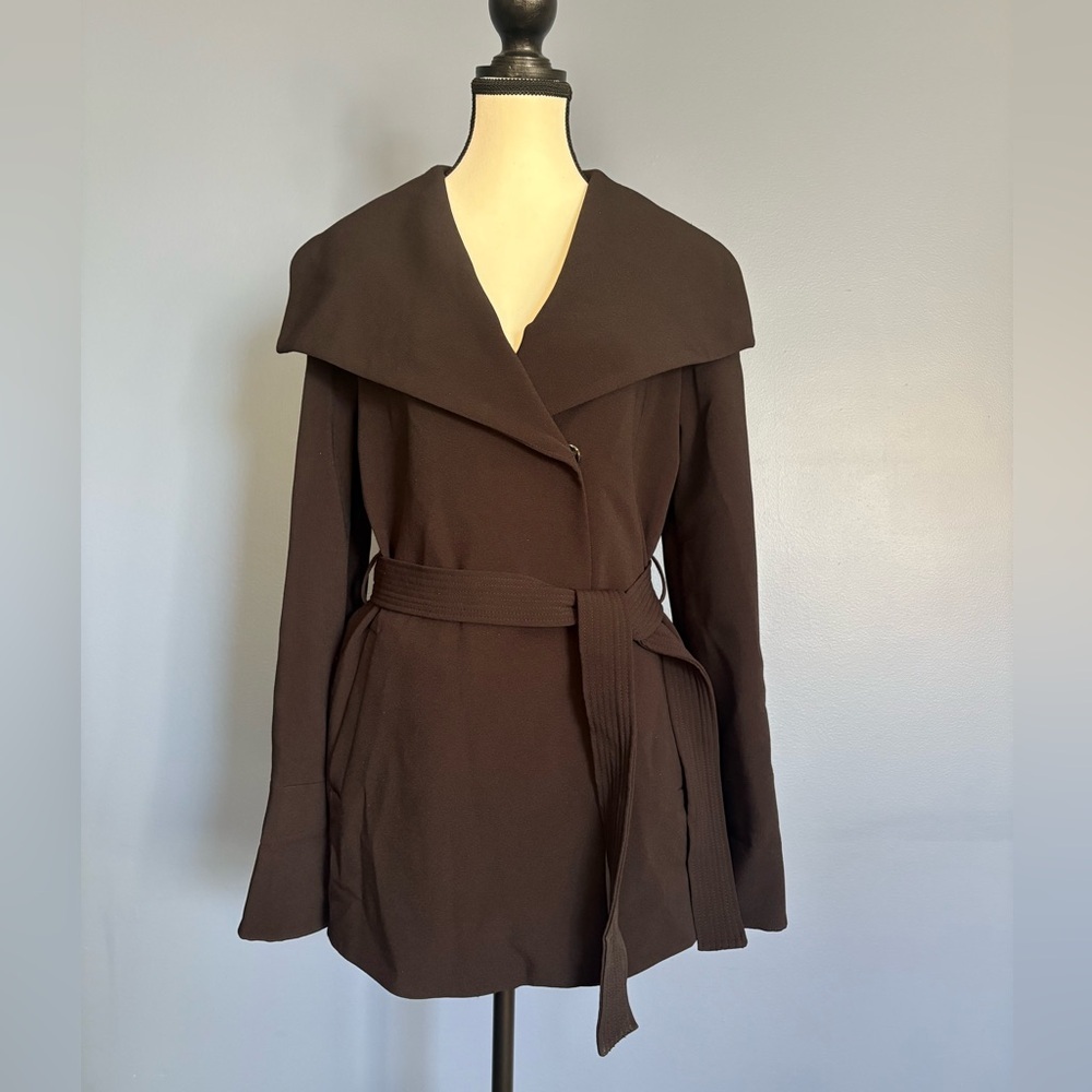 Tahari Black Mid-length Trench Coat size XS